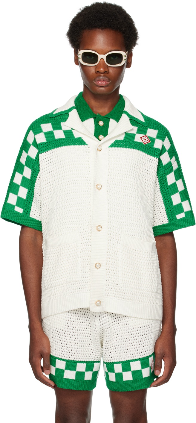 Casablanca White & Green Check Shirt Casablanca