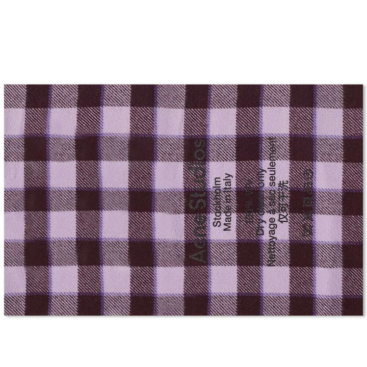 Photo: Acne Studios Men's Cassiar Check Narrow New Scarf in Purple/Lilac