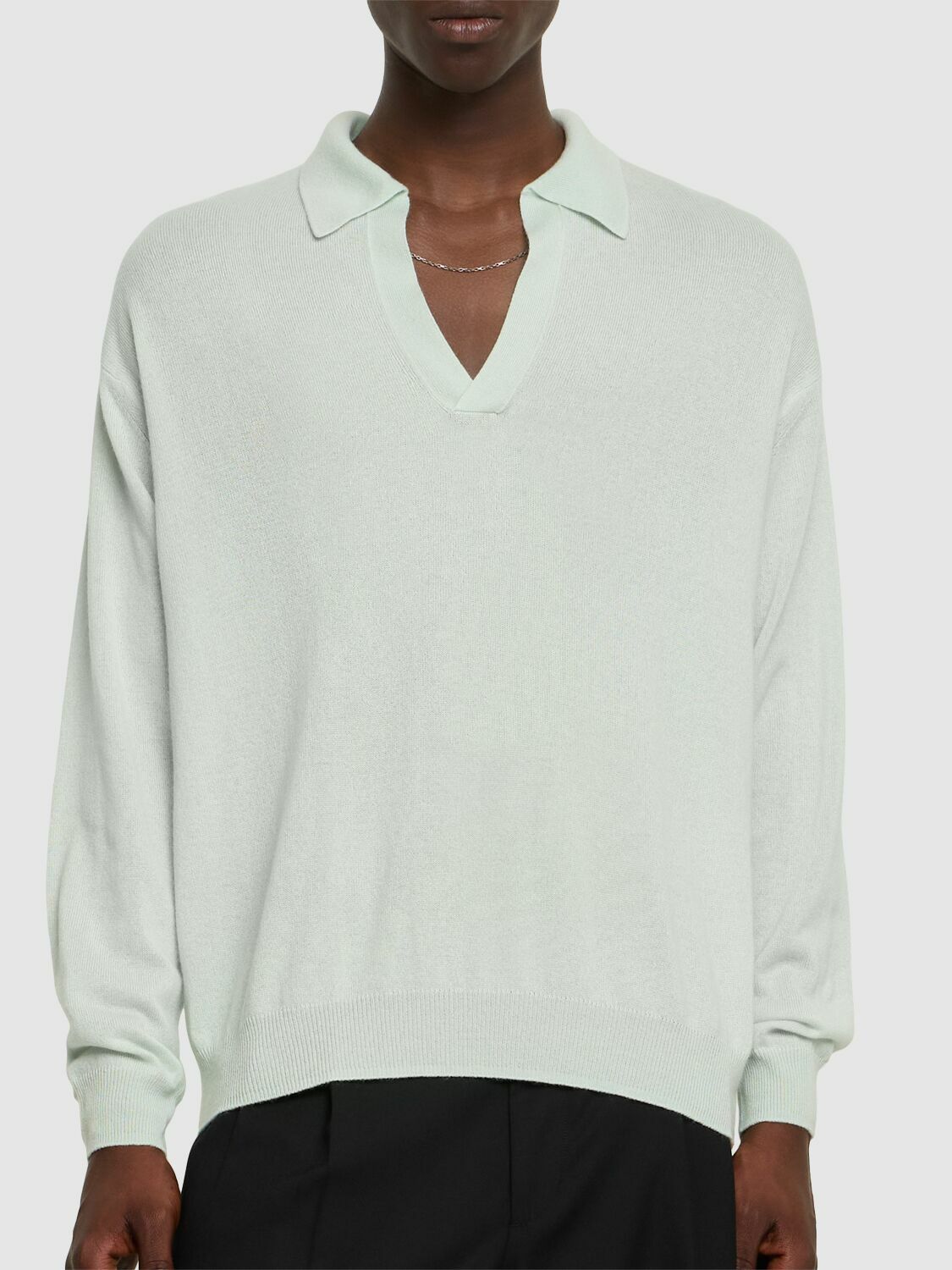 AURALEE Fine Cashmere & Silk Knit Skipper Polo Auralee