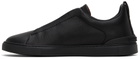 ZEGNA Black Triple Stitch Sneakers