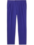 SAINT LAURENT - Straight-Leg Pleated Cotton-Twill Trousers - Blue