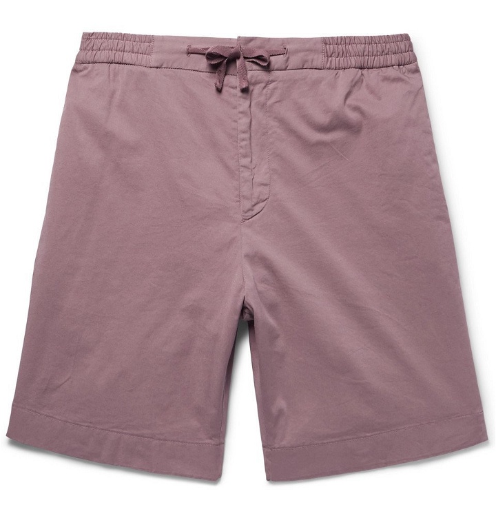 Photo: Officine Generale - Garment-Dyed Stretch-Cotton Drawstring Shorts - Lilac
