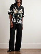Wacko Maria - Tupac Camp-Collar Printed Satin Shirt - Black