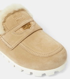 Miu Miu Shearling-lined suede slippers