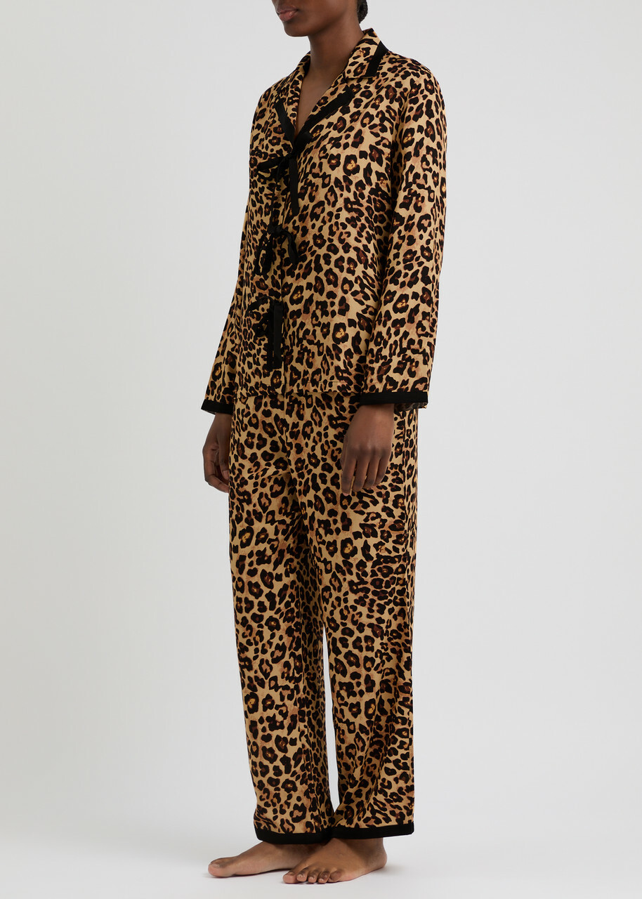Sleeper The Bow Leopard-print Twill Pyjama set
