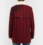 Loewe - Shearling-Lined Striped Wool and Silk-Blend Jacquard Coat - Men - Red