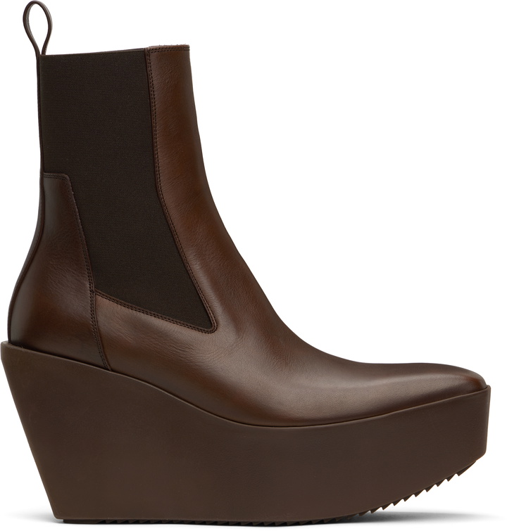 Photo: Rick Owens Brown Hollywoode Sliver Platform Beatles Chelsea Boots