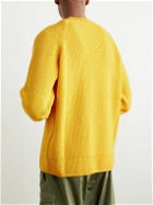 Moncler Genius - Billionaire Boys Club Logo-Appliquéd Ribbed Wool and Cashmere-Blend Sweater - Yellow