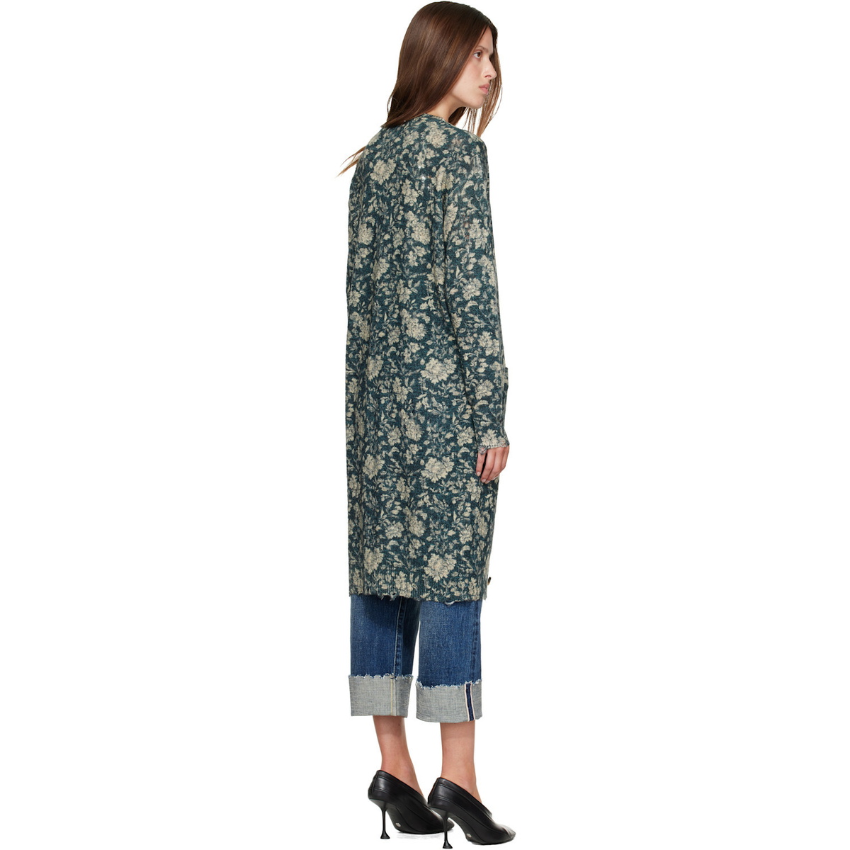 R13 Navy Printed Long Cardigan