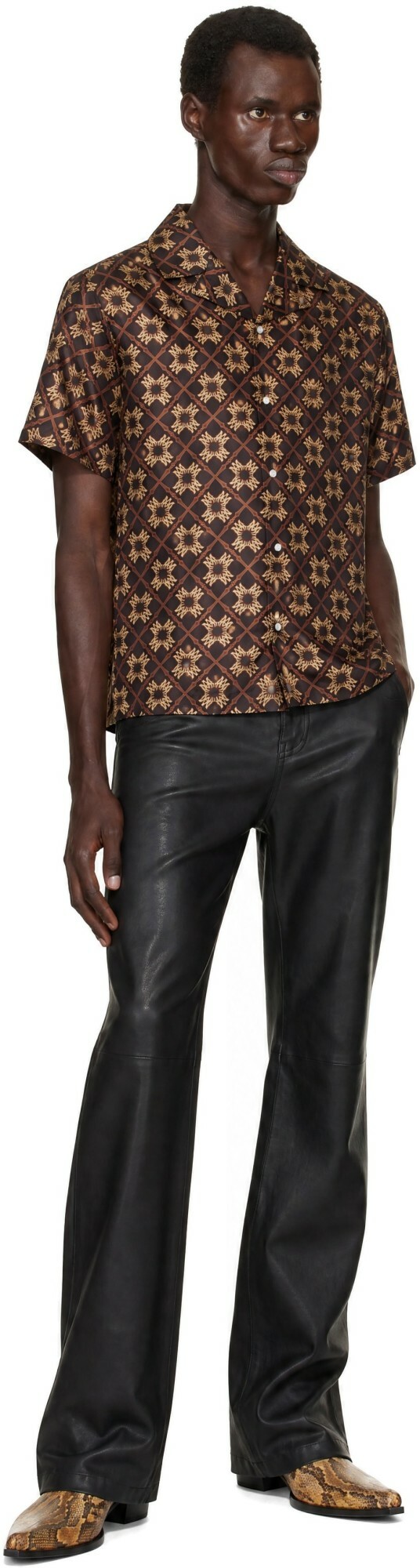 AMIRI Brown MA Quad Camp Shirt
