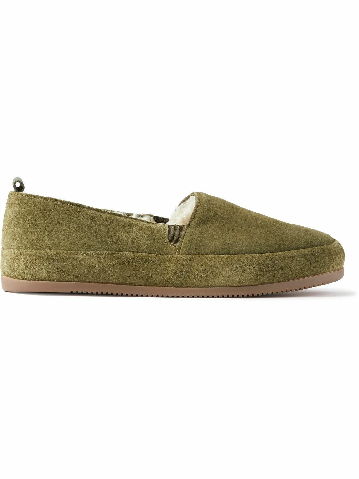 Photo: Mulo - Shearling-Lined Suede Slippers - Green