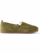 Mulo - Shearling-Lined Suede Slippers - Green