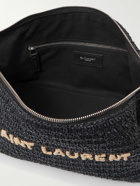 SAINT LAURENT - Logo-Embroidered Raffia Messenger Bag