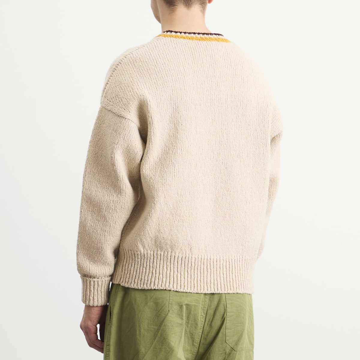 Visvim Men's College V-Neck Knit in Ivory Visvim