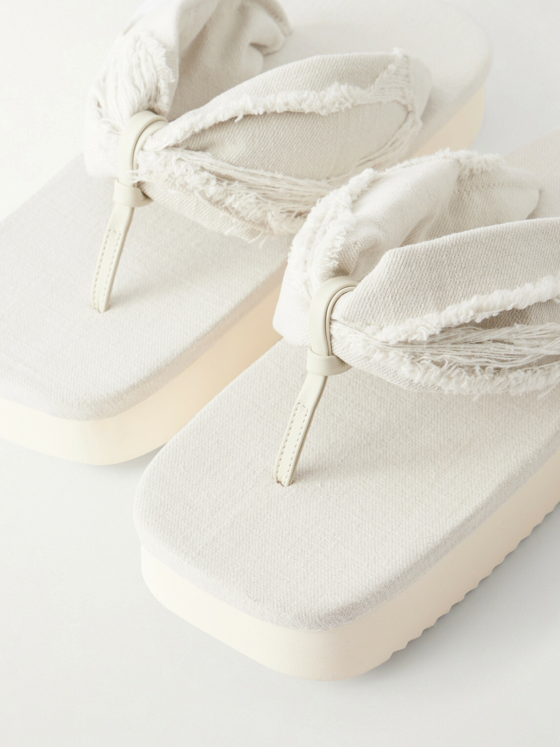 DRKSHDW by Rick Owens - Frayed Denim Sandals - White