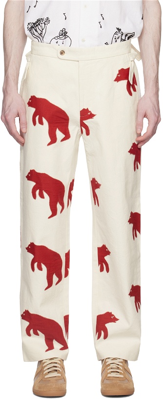 Photo: Bode White Bear Appliqué Trousers