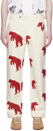 Bode White Bear Appliqué Trousers