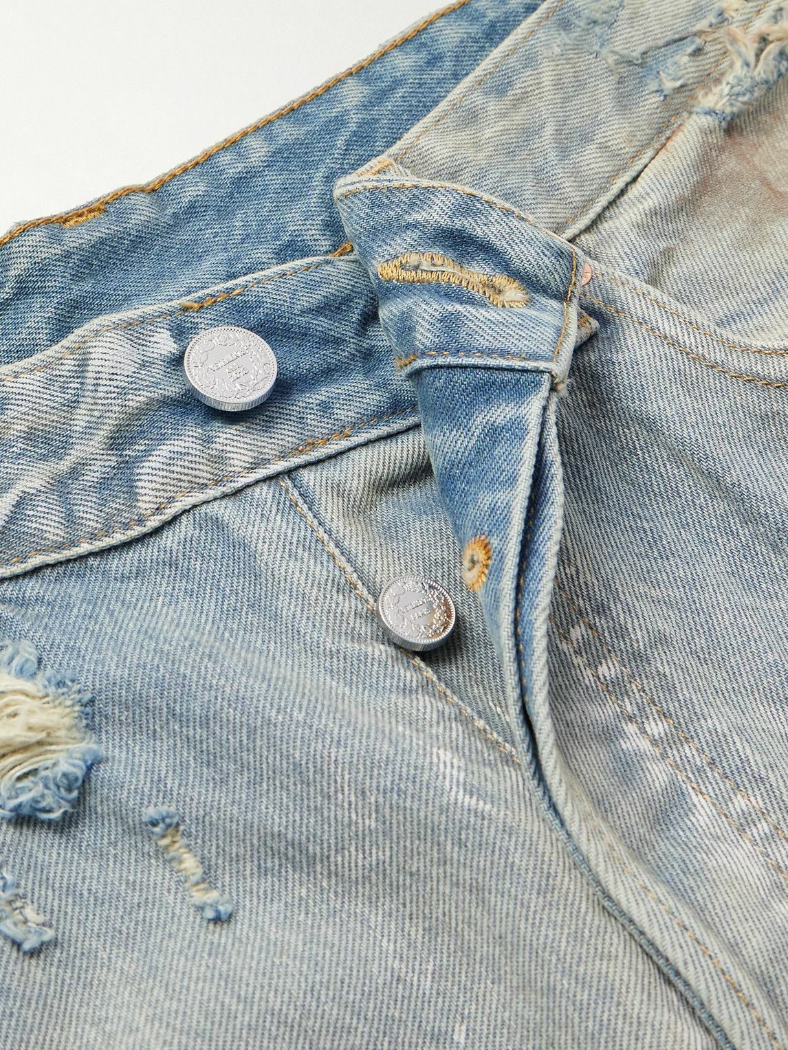 VETEMENTS - Wide-Leg Panelled Distressed Jeans - Blue Vetements