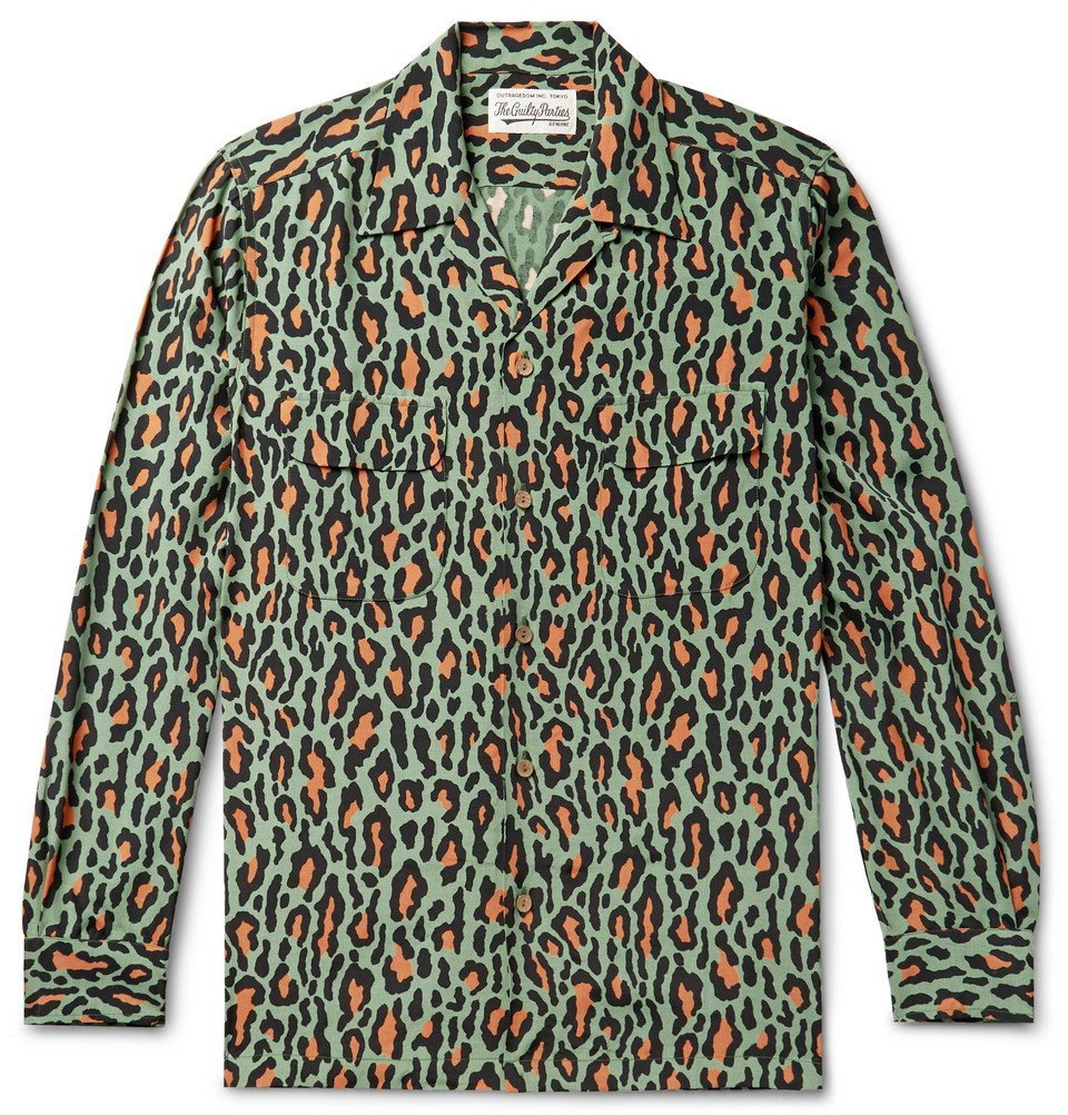 Wacko Maria - Camp-Collar Leopard-Print Cotton Shirt - Green Wacko