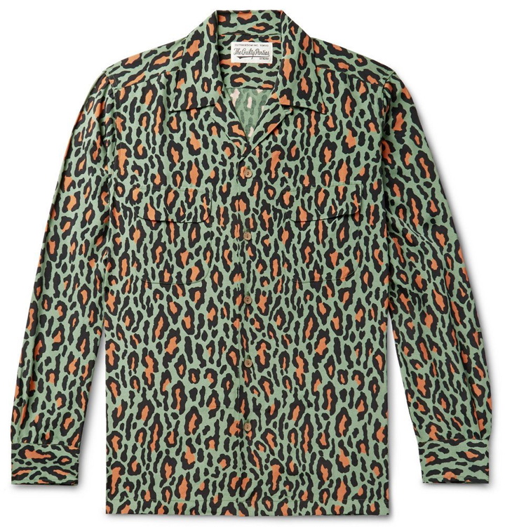 Photo: Wacko Maria - Camp-Collar Leopard-Print Cotton Shirt - Green
