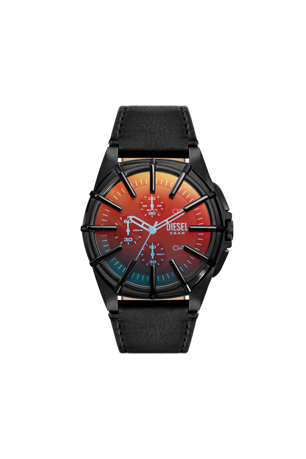 Diesel Framed black leather watch - Timeframes Mens in Black