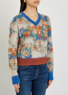 Mother The Crop Varsity Printed Alpaca and Wool-blend Jumper Multicoloured