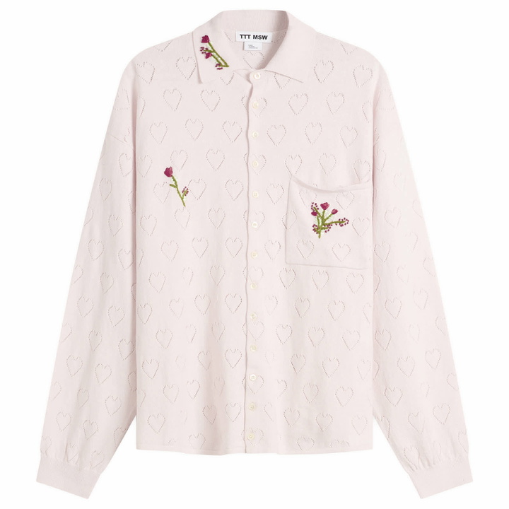 Photo: TTT MSW Women's Flower Embroidery Knit Shirt in Pink