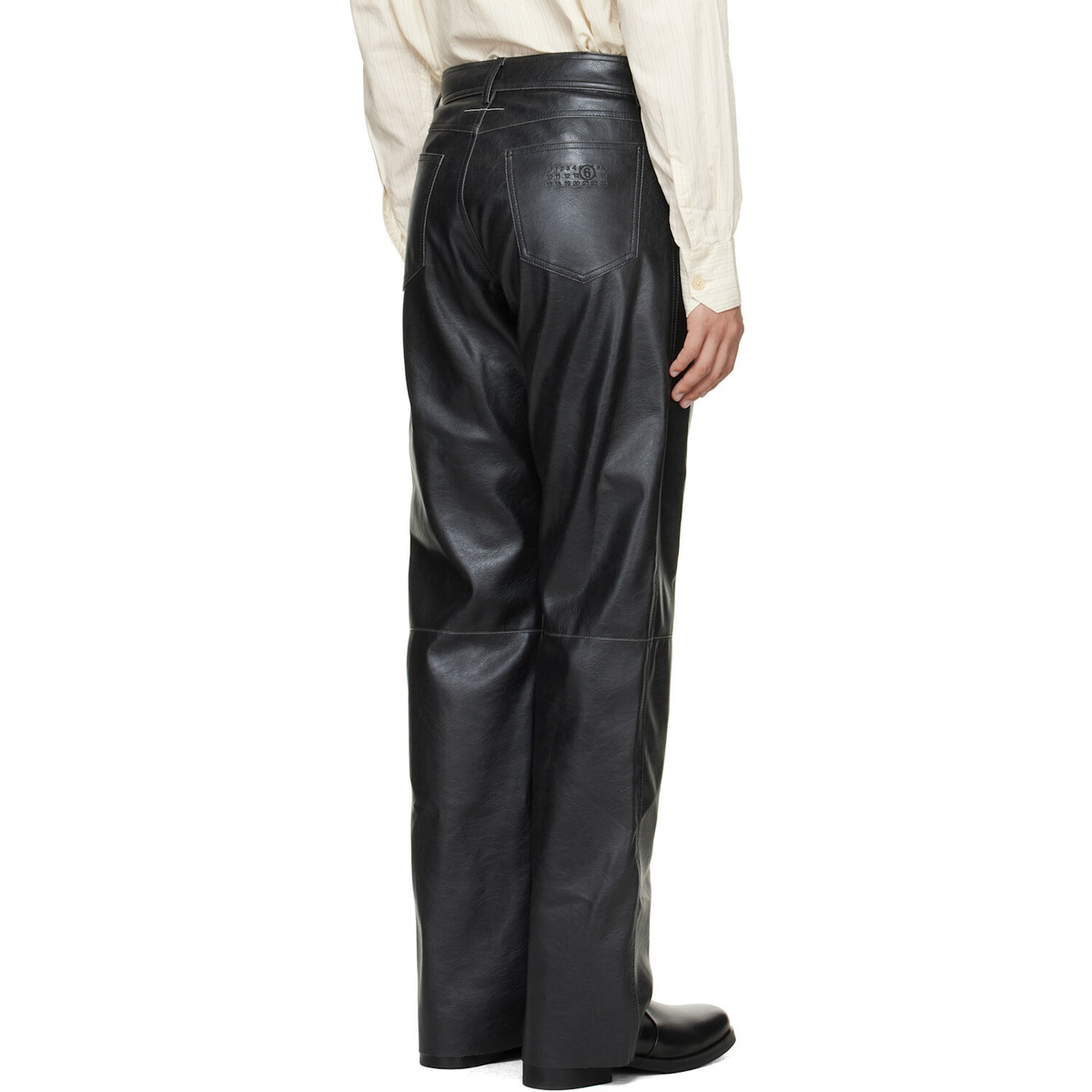 MM6 Maison Margiela Black Faux-Leather Pants
