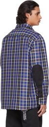 Versace Blue Wool Tartan Shirt