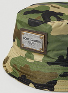 Camouflage Logo Plaque Bucket Hat in Green