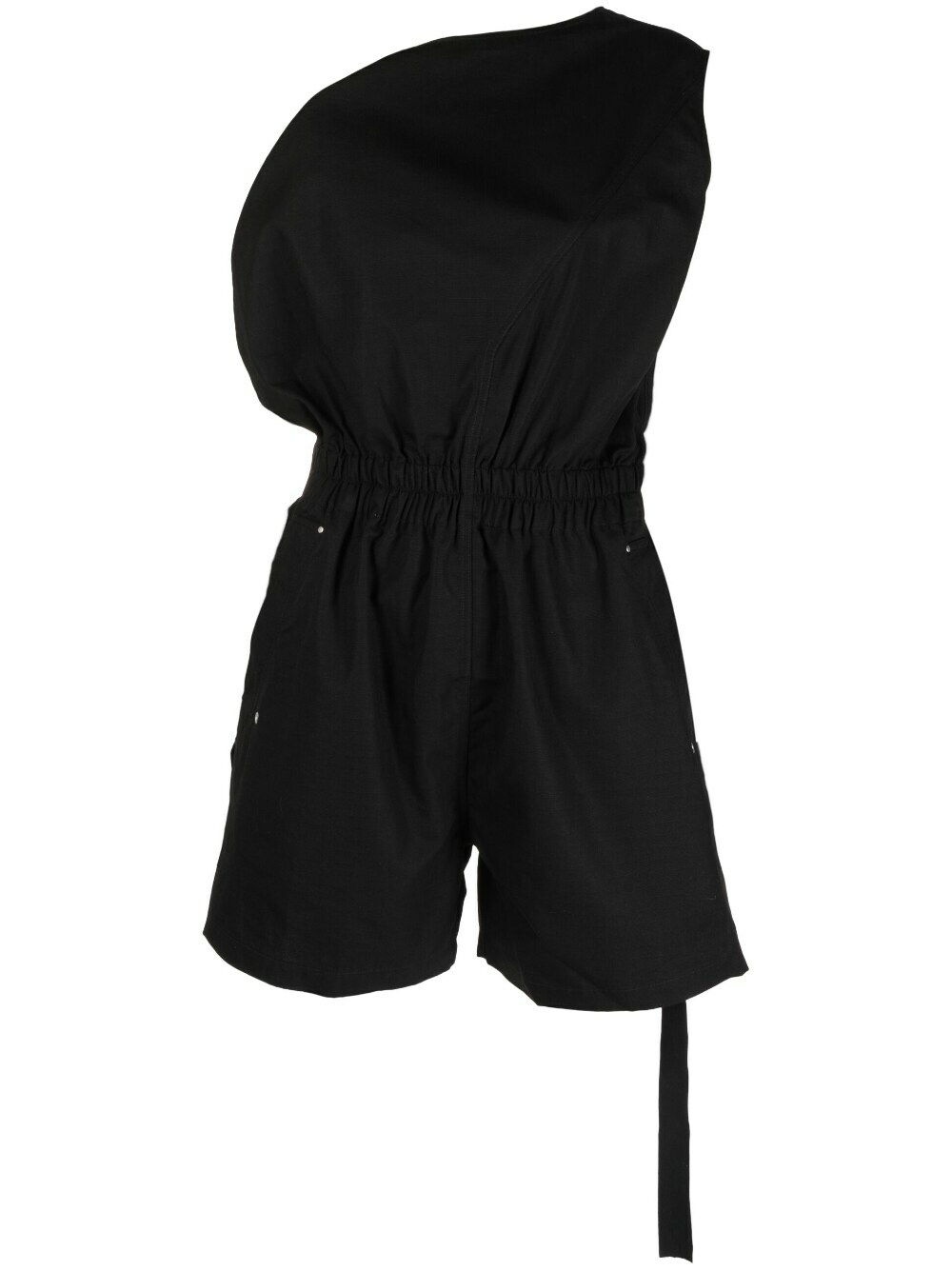 RICK OWENS DRKSHDW - One-shoulder Short Cotton Jumpsuit Rick