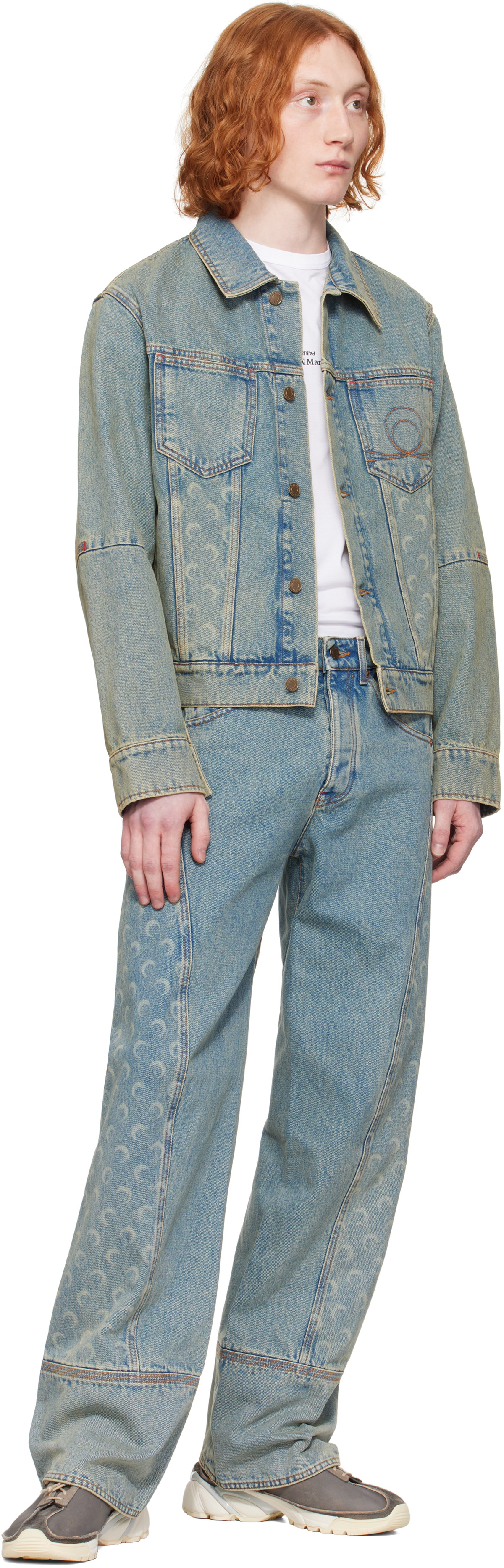 Marine Serre Blue Moon Laser Denim Trucker Jacket