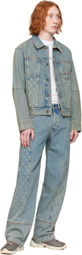 Marine Serre Blue Moon Laser Denim Trucker Jacket