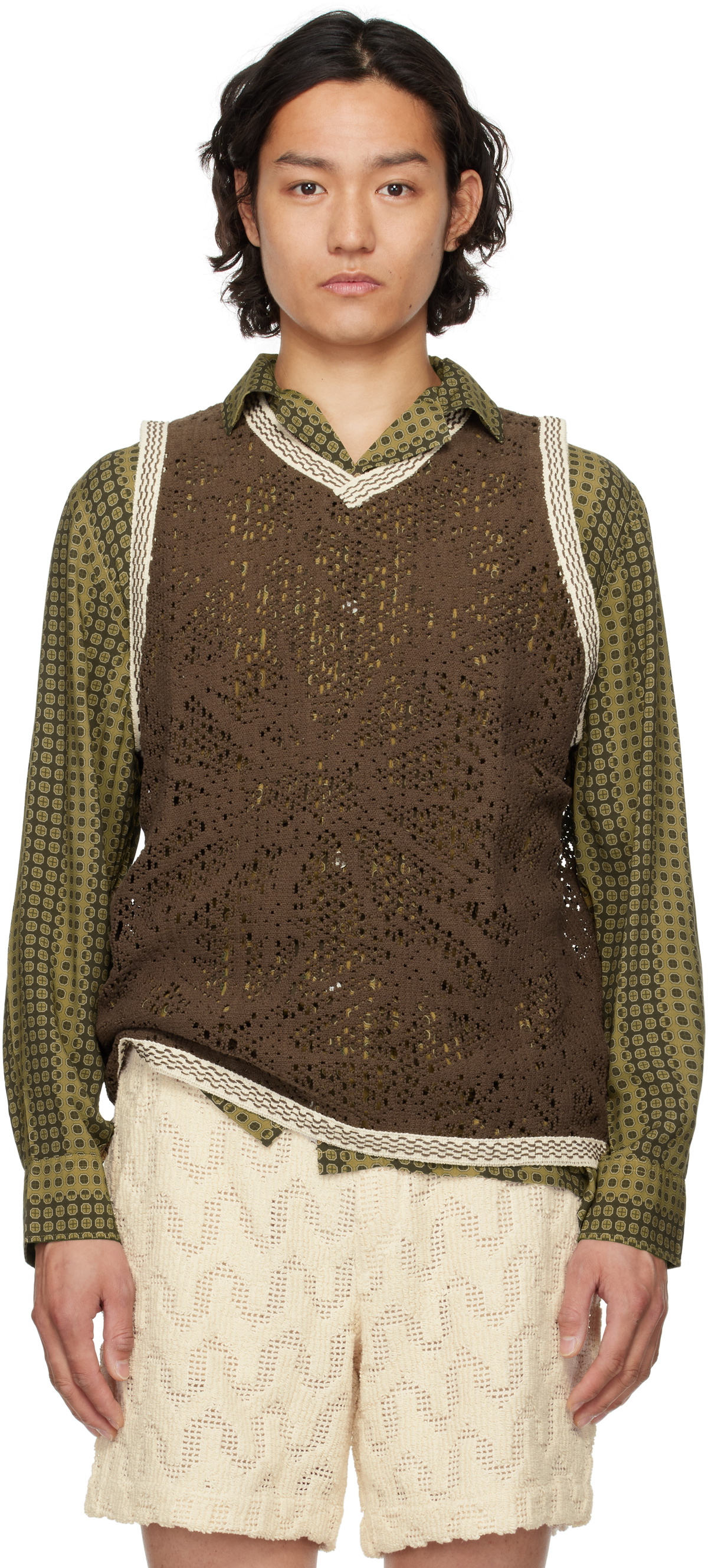 OAS Brown Astrea Orion Crochet Vest