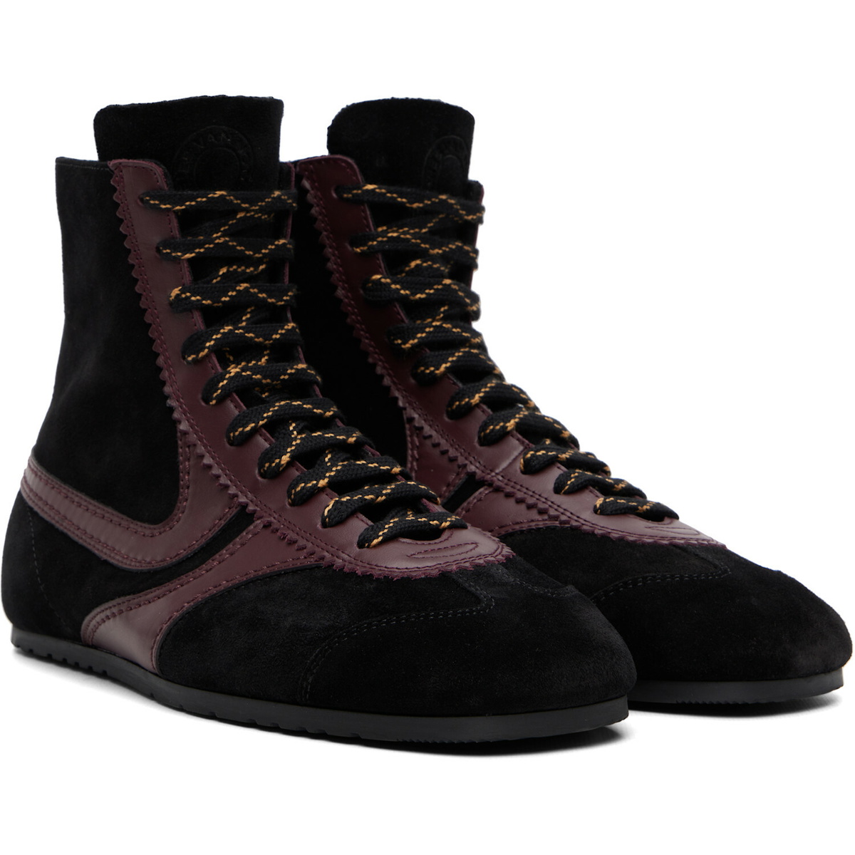 Dries Van Noten Black & Burgundy Suede High Top Sneakers
