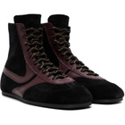 Dries Van Noten Black & Burgundy Suede High Top Sneakers