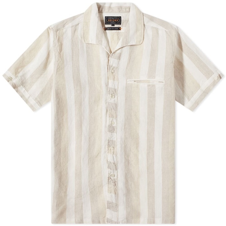 Photo: Beams Plus Men's Short Sleeve Italian Collar Shirt in Stripe