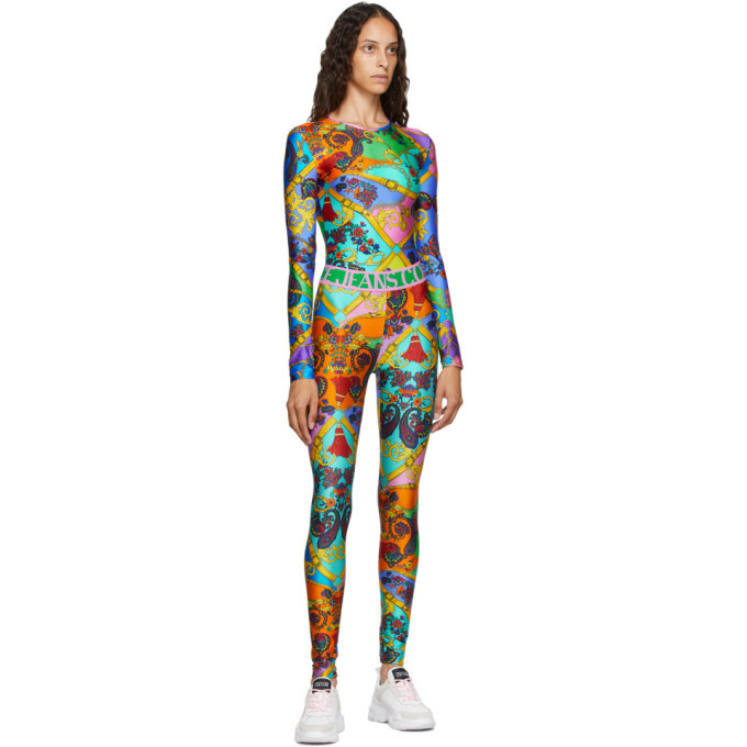 Versace Jeans Couture Multicolor Belts Print Leggings Versace