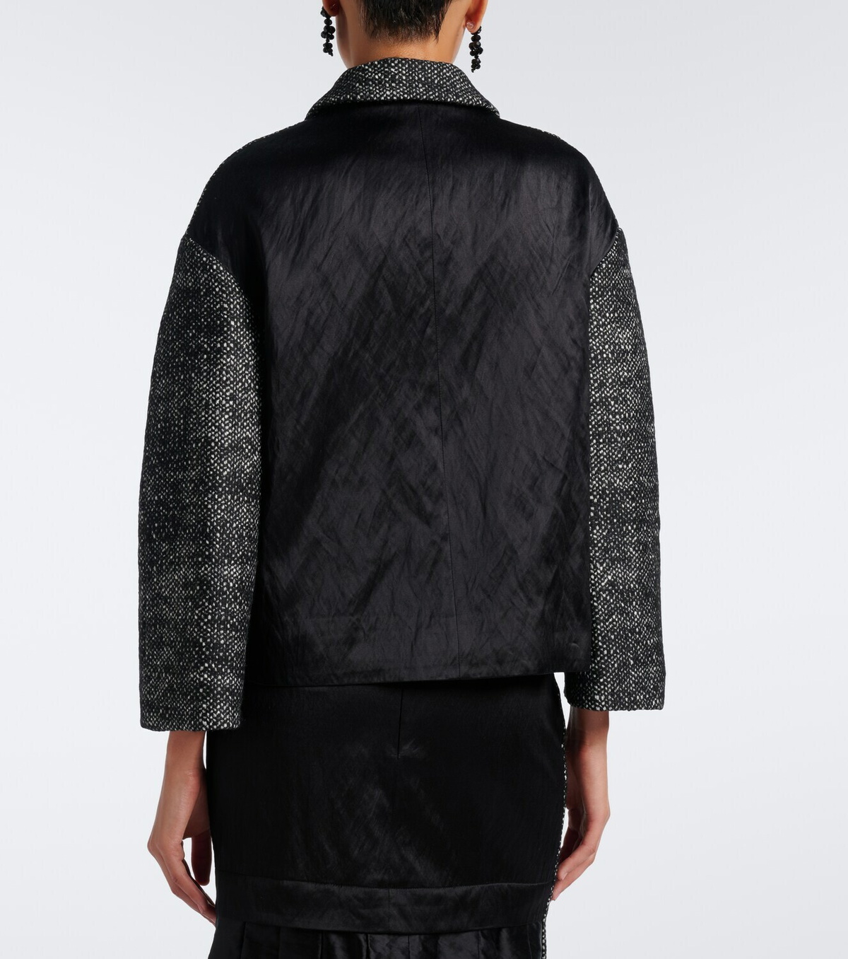 Erdem Cropped embroidered wool-blend jacket
