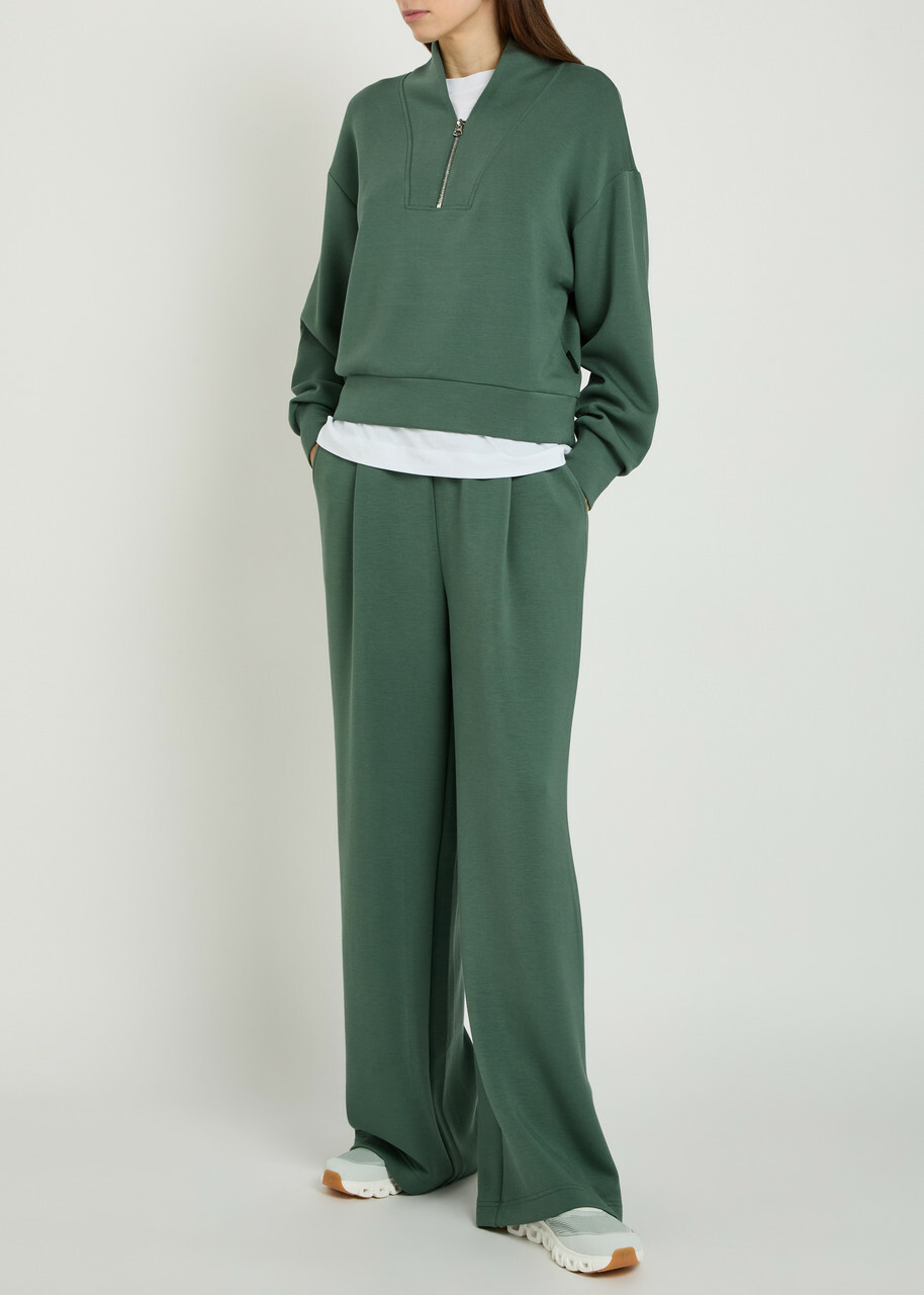 Varley Davidson Half-zip Stretch-jersey Sweatshirt Dark Green