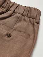 NN07 - Kay 1454 Straight-Leg Pleated Linen Trousers - Brown