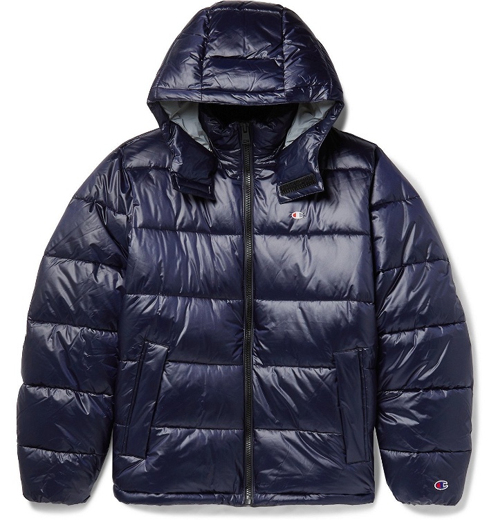 Photo: CHAMPION - Hooded Quilted Nylon Jacket - Blue