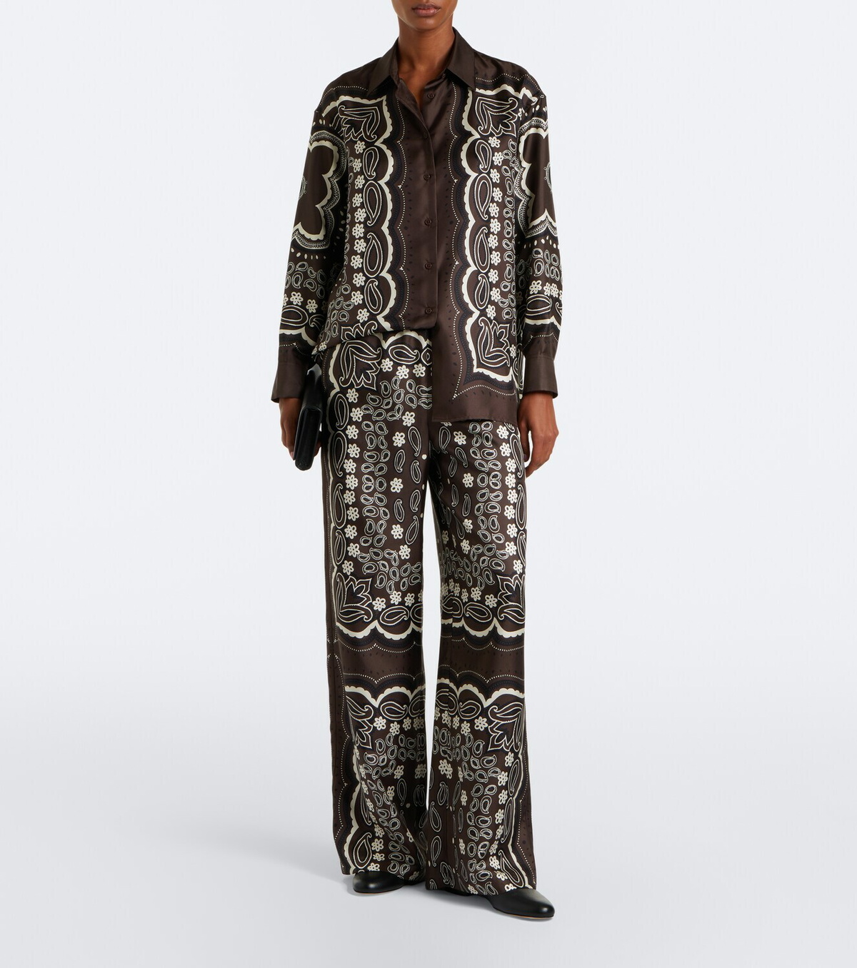 Nili Lotan Morgan printed silk twill wide-leg pants