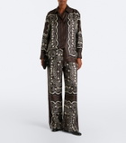 Nili Lotan Morgan printed silk twill wide-leg pants