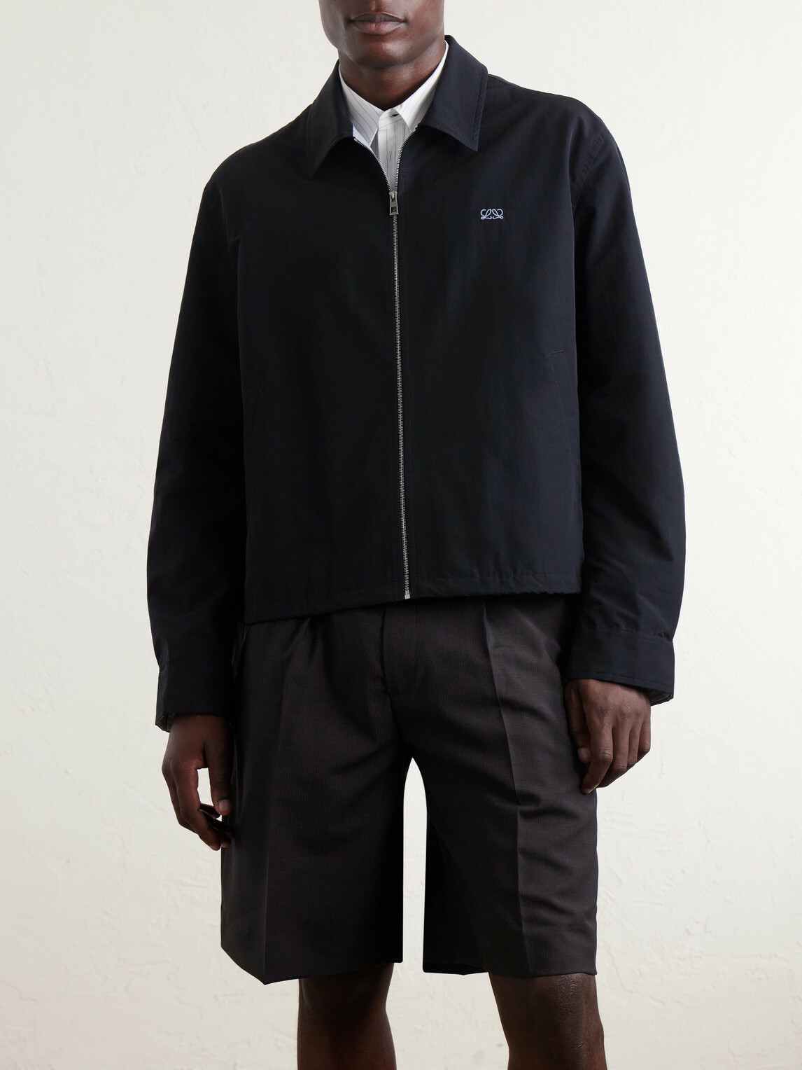 LOEWE - Logo-Embroidered Cotton-Blend Jacket - Black
