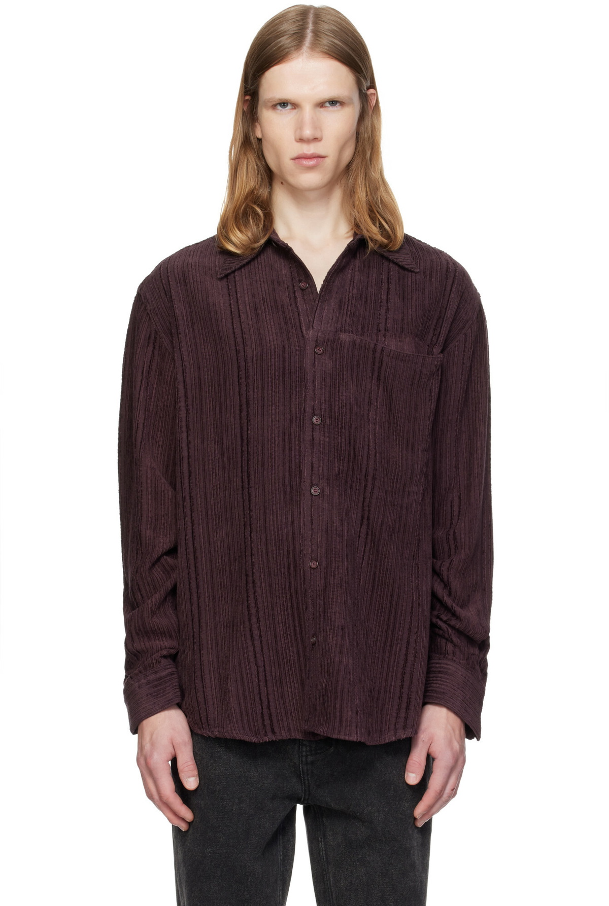 MMIC Burgundy Drape Shirt