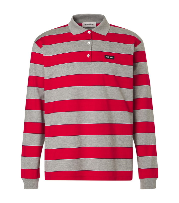 Photo: Miu Miu Striped cotton jersey polo shirt