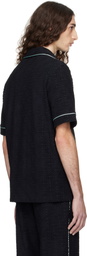 Casablanca Black Monogram Jacquard Towelling Short Sleeve Shirt