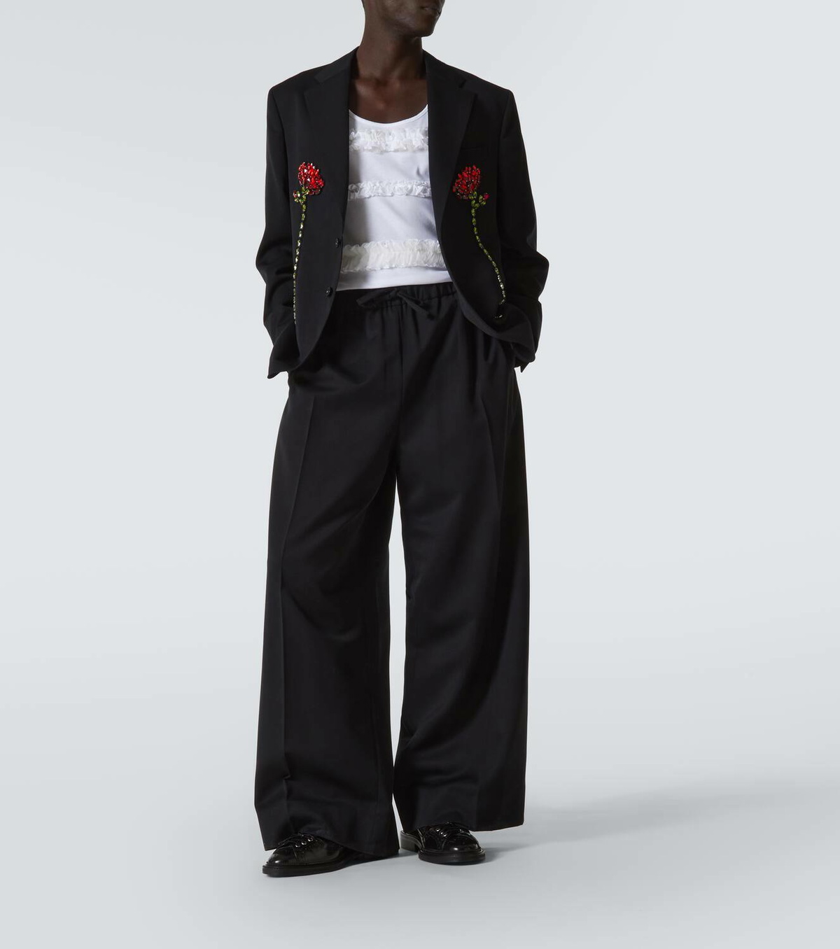 Simone Rocha Ruffled cotton jersey tank top