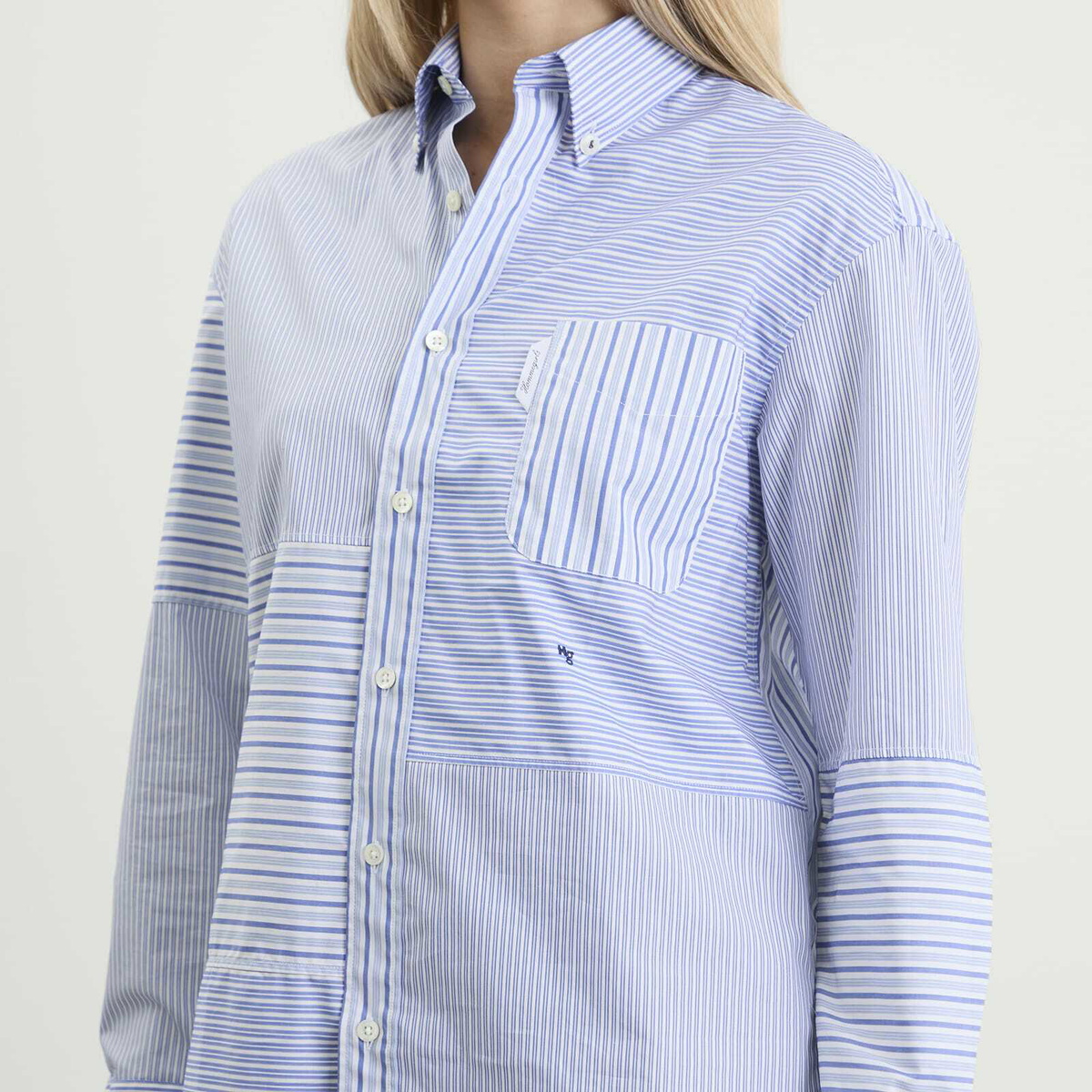 Hommegirls Women's Patchwork Shirt in Stripe Combo